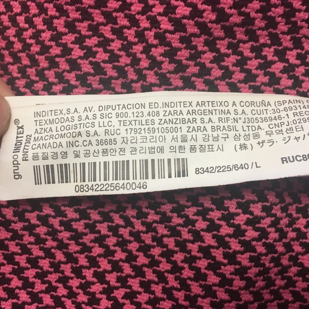 NWT Zara Pink Black Houndstooth Blazer Dress Bloggers Fav - Picture 7 of 12